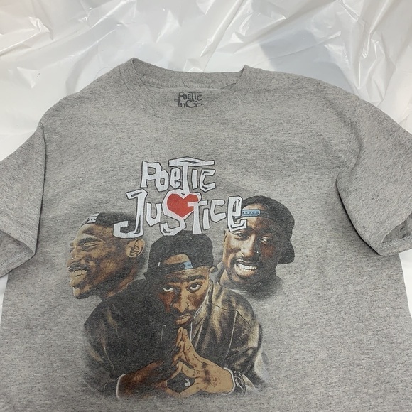 MEN’S Poetic Justice Gray Short Sleeve Tee shirt Size Small - Picture 1 of 5